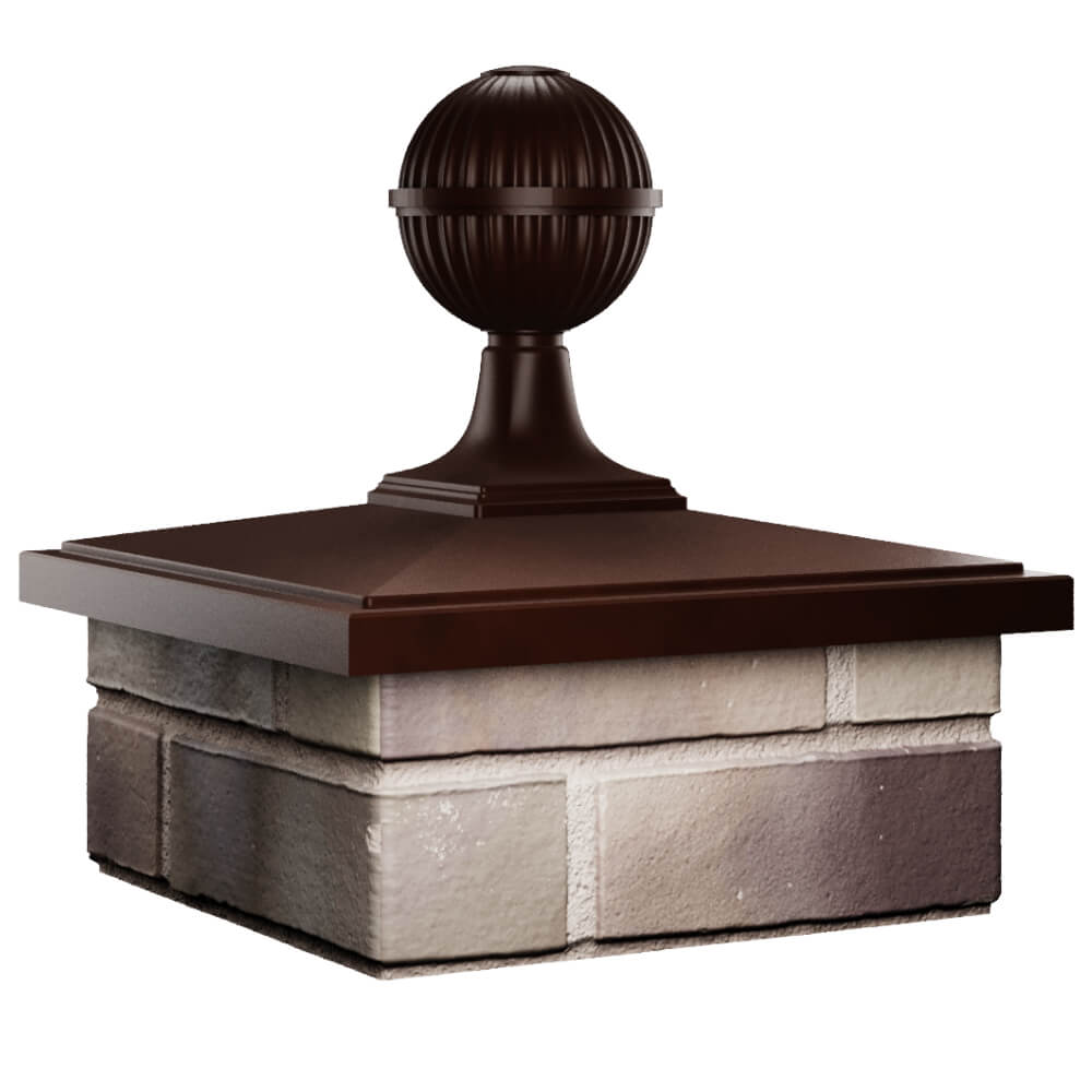 Колпак Zking БонаМоно Коричневый с шаром на столб 1.5х1.5 кирпича (385х385, 400х400мм) в сборе