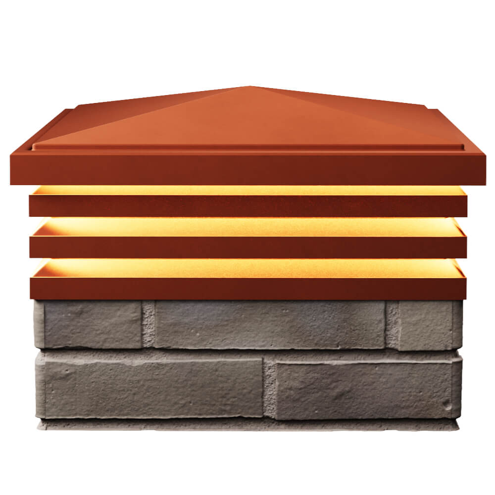 Колпак Zking Бона ХайТек Красный на столб 1.5х1.5 кирпича (385х385мм) с подсветкой